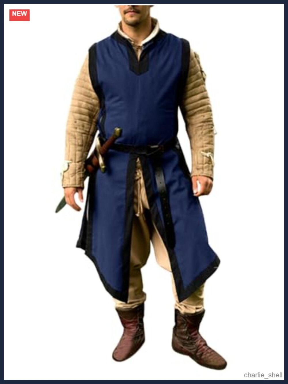 Men's Medieval Templar Tunic Renaissance Viking Knight Costume Robe